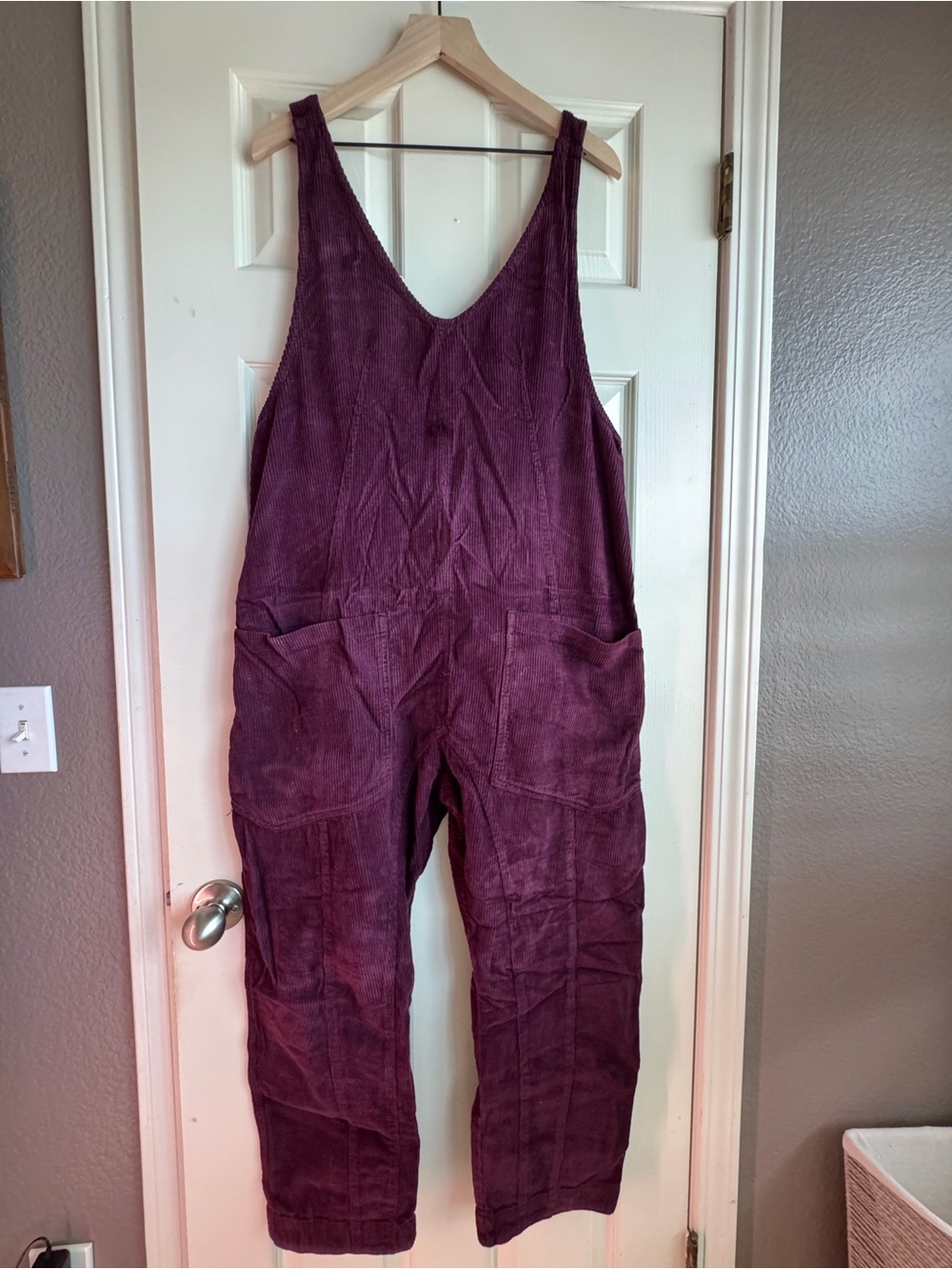 We the Free Plum Corduroy Utility Jumpsuit